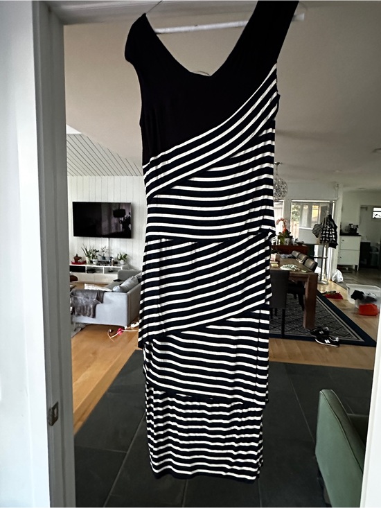 bailey 44 layered column dress Black & White Stripe Striped dresses